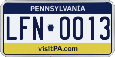 PA license plate LFN0013