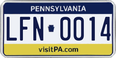 PA license plate LFN0014