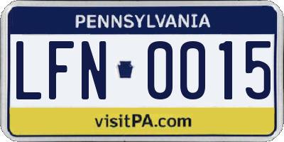 PA license plate LFN0015