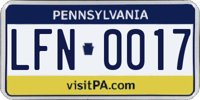 PA license plate LFN0017