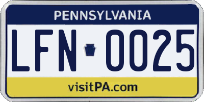 PA license plate LFN0025