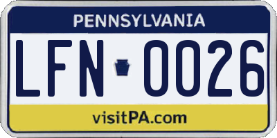 PA license plate LFN0026