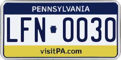 PA license plate LFN0030