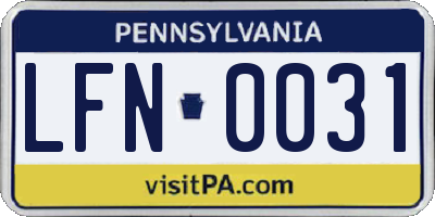 PA license plate LFN0031