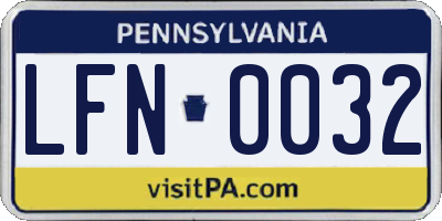 PA license plate LFN0032