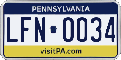 PA license plate LFN0034
