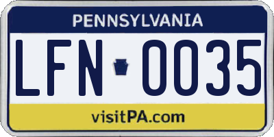 PA license plate LFN0035