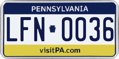 PA license plate LFN0036