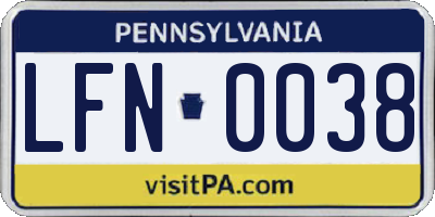 PA license plate LFN0038