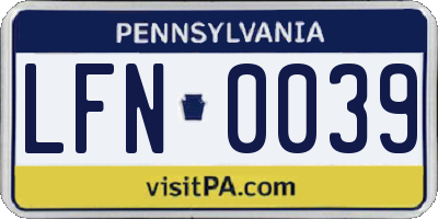 PA license plate LFN0039