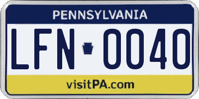 PA license plate LFN0040
