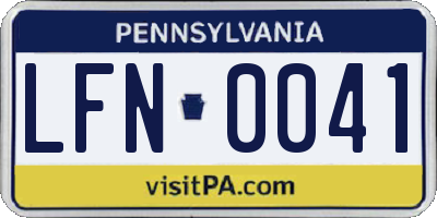 PA license plate LFN0041