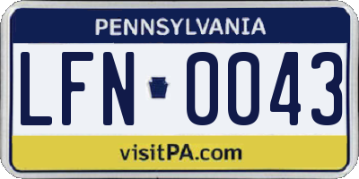 PA license plate LFN0043