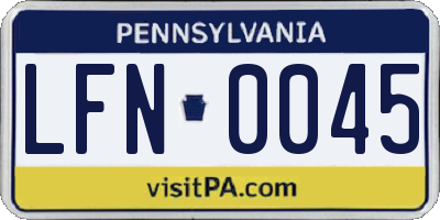 PA license plate LFN0045