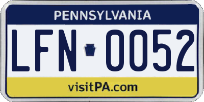 PA license plate LFN0052