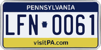 PA license plate LFN0061