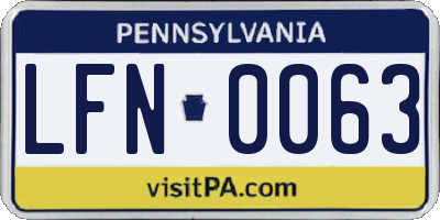PA license plate LFN0063