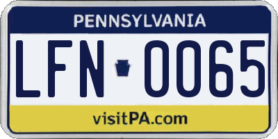 PA license plate LFN0065