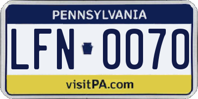 PA license plate LFN0070