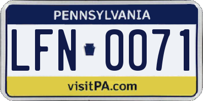 PA license plate LFN0071