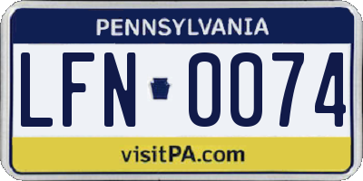 PA license plate LFN0074