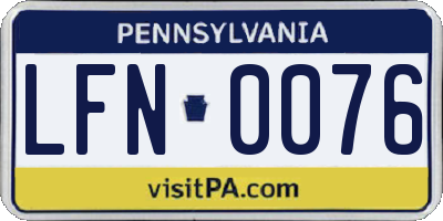 PA license plate LFN0076