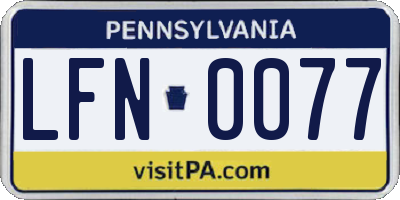 PA license plate LFN0077