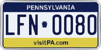 PA license plate LFN0080