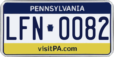 PA license plate LFN0082