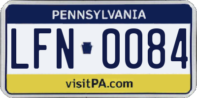 PA license plate LFN0084
