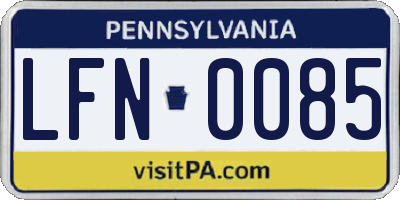 PA license plate LFN0085