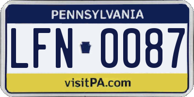 PA license plate LFN0087