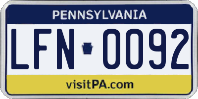 PA license plate LFN0092