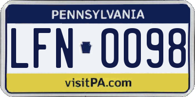 PA license plate LFN0098