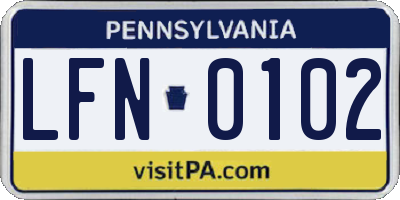 PA license plate LFN0102