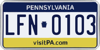 PA license plate LFN0103