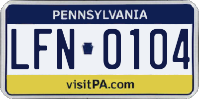 PA license plate LFN0104