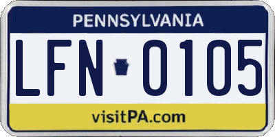 PA license plate LFN0105