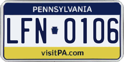 PA license plate LFN0106