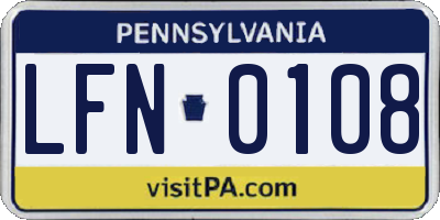 PA license plate LFN0108
