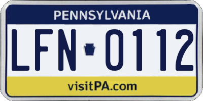 PA license plate LFN0112