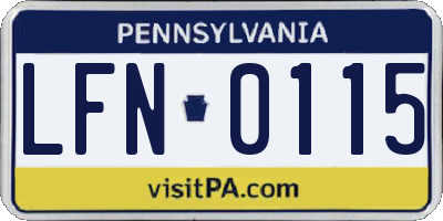 PA license plate LFN0115