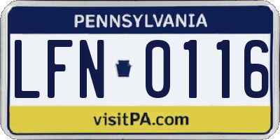 PA license plate LFN0116