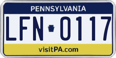 PA license plate LFN0117