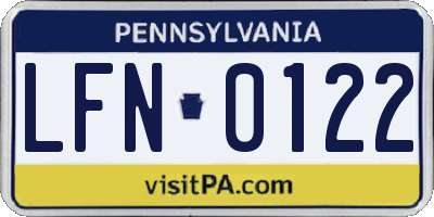 PA license plate LFN0122
