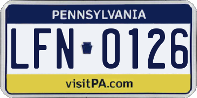 PA license plate LFN0126