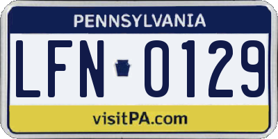 PA license plate LFN0129