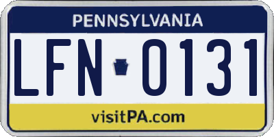 PA license plate LFN0131