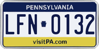 PA license plate LFN0132