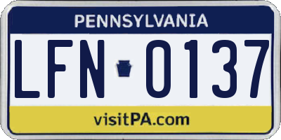PA license plate LFN0137